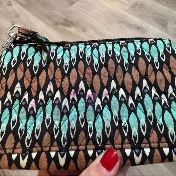 Vera Bradley All In One Crossbody Sierra Stream Purse Bag Wallet Blue Brown - Picture 7 of 8